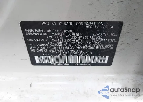 2024 Subaru Crosstrek from USA, damaged, VIN JF2GUABC0R8850047